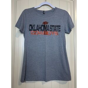 OSU Oklahoma State Cowboys Womens gray short sleeve‎ t-shirt sz L sparkle GUC